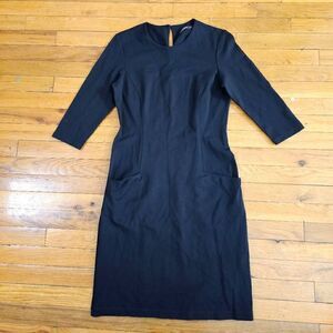 J McLaughlin Black Sheath Dress Small 3/4 Sleeves
